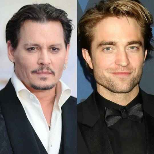 Celebrities with Diamond Face Shapes Johnny Depp and Robert Pattinson 
